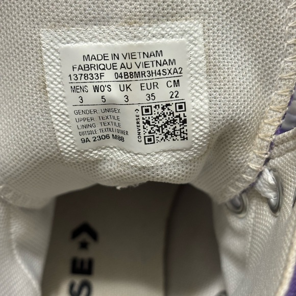 Chuck Taylor All Star Canvas Converse Unisex High-Top Purple Sneakers Sz 5 Women - Picture 7 of 12